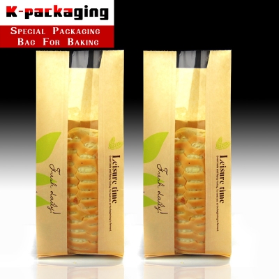 10 pcs Wholesale Green Leaf Bread Bags for Homemade Bread Paper Toast Bag Sandwich Pouch